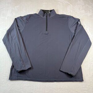 Greyson Tate Mockneck 1/4 Zip Mens M Golf Pullover Gray Sleeve Patch